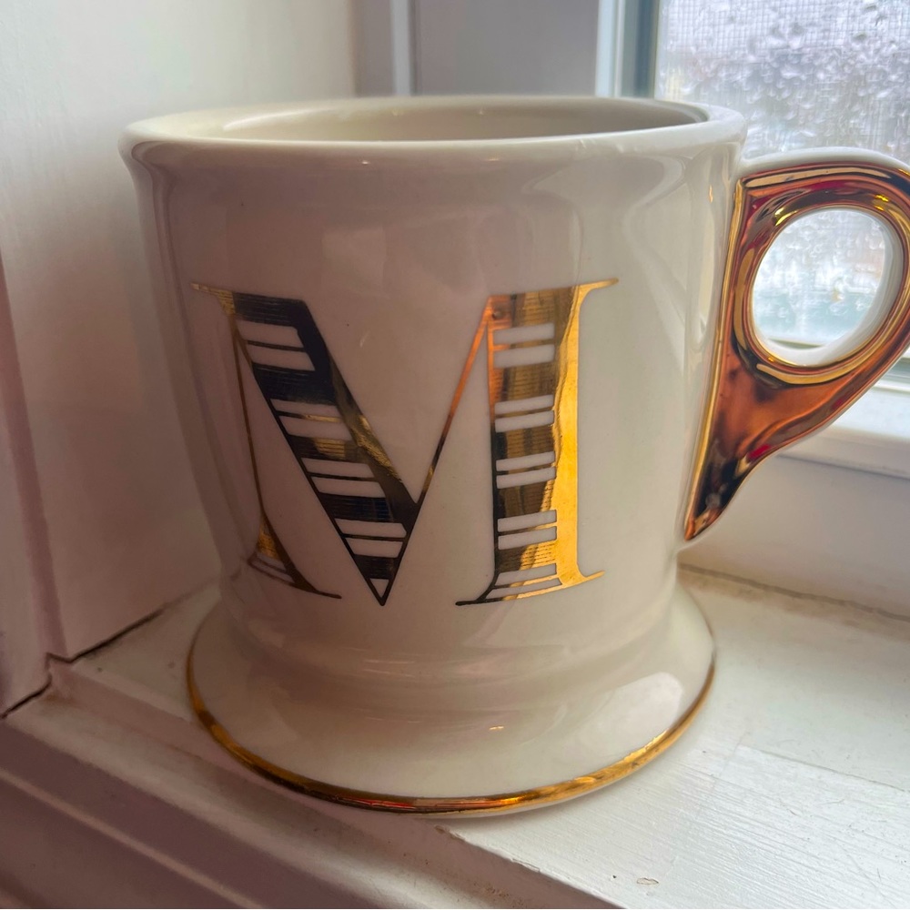 Anthropologie Limited Edition Golden Monogram Mug in Letter 'M' 13 oz